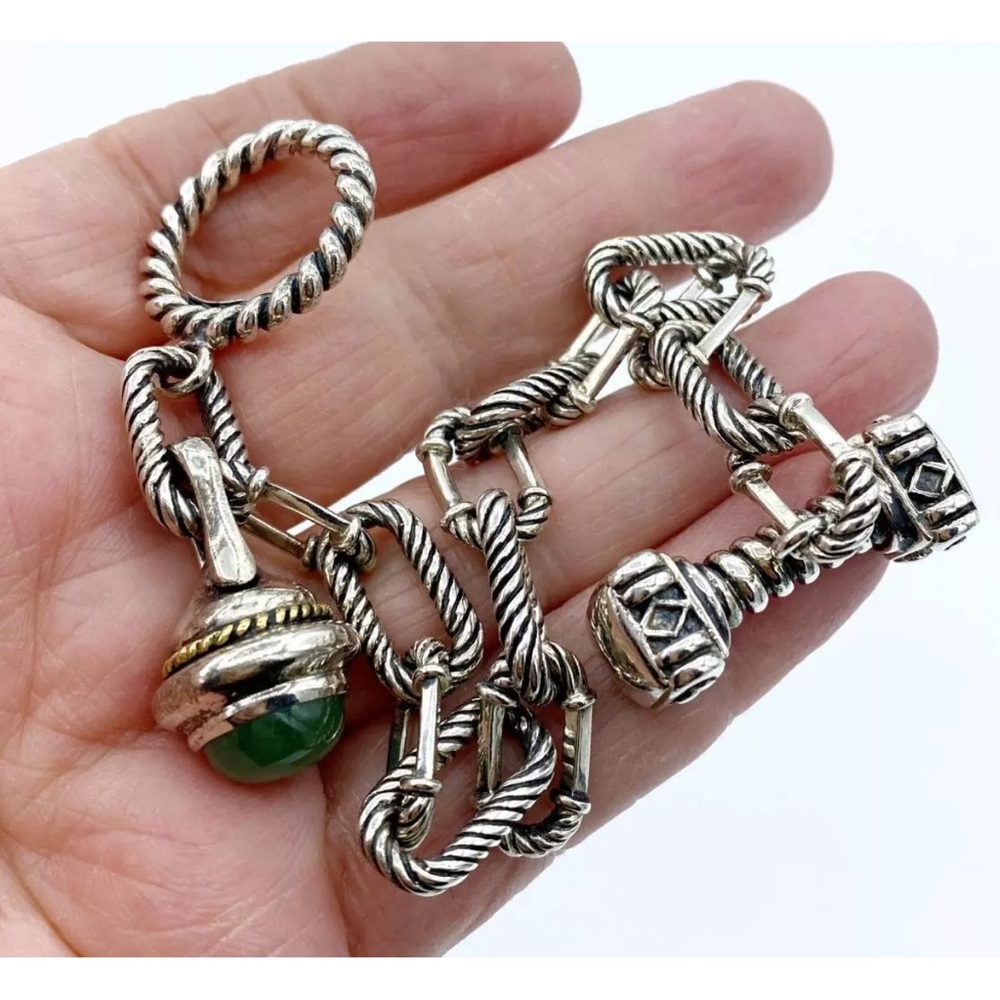 Samuel Benham Sterling Silver & 14kt gold Link Style  Toggle Bracelet - Picture 3 of 5